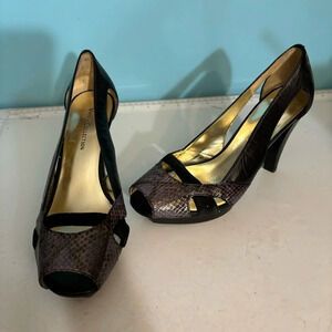 BNWOB Vianni  collection women’s purple‎ & black animal print stiletto heels 7